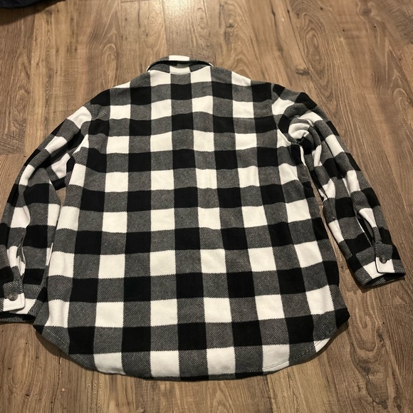 Eddie Bauer Buffalo Plaid Fleece Button-Down – Black & White, Large - Picture 3 of 13